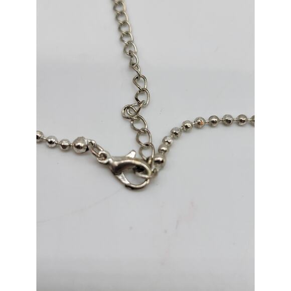 Silver Tone Beaded Pendant Necklace Crystal Charm Statement Necklace Blue Green - Picture 7 of 8